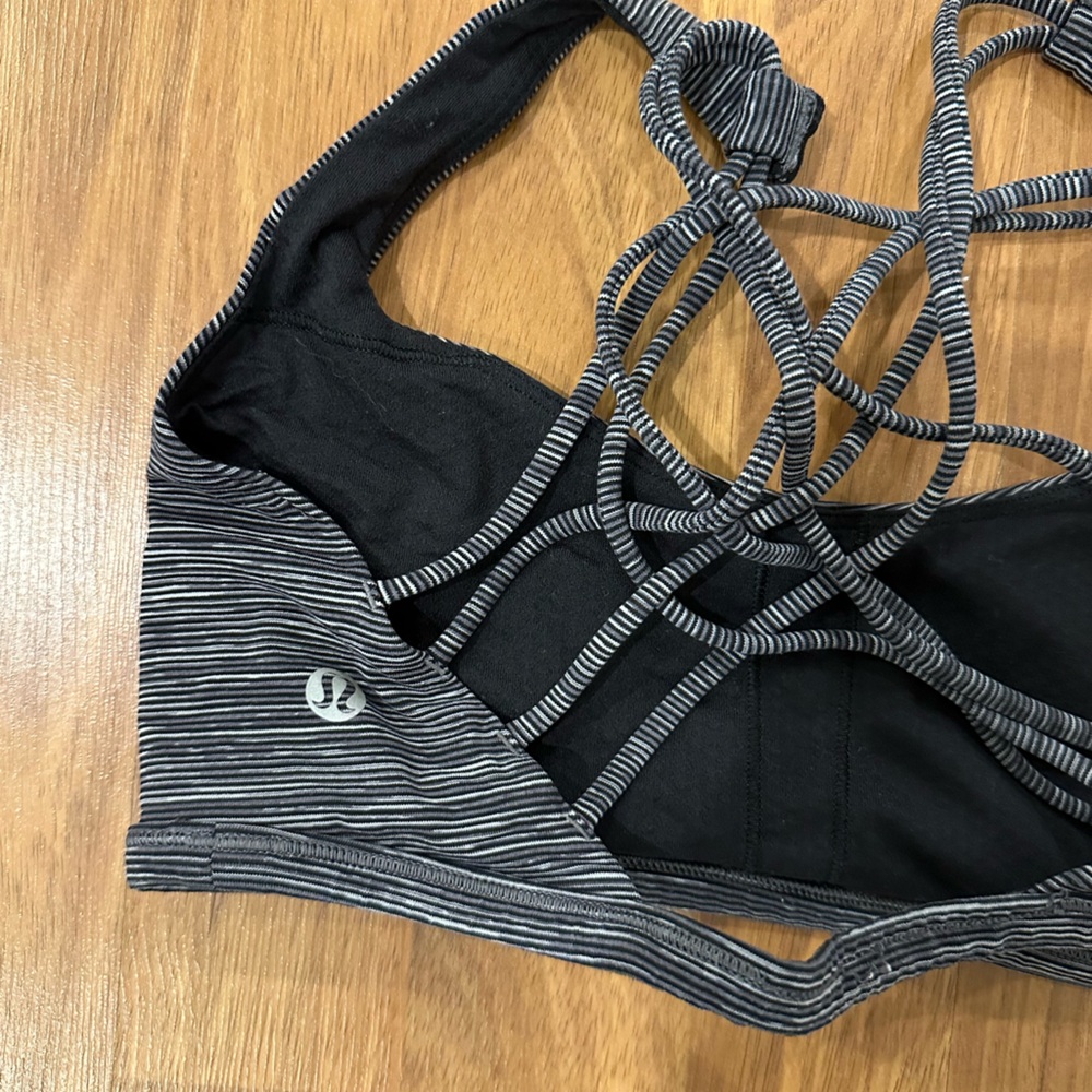 Striped Black and Gray Lululemon Sports Bra